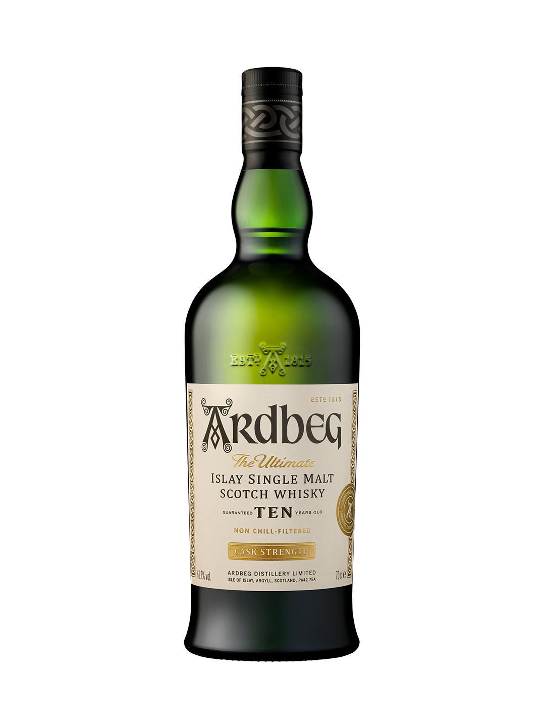 Ardbeg Cask Strength Ten years old Islay Single Malt Scotch Whisky bottle